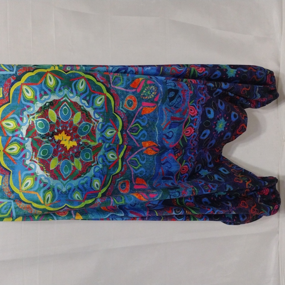 Colorful Boho Drop Crotch Harem Jumpsuit Womens Racerback Festival Yoga Romper L - Picture 10 of 12